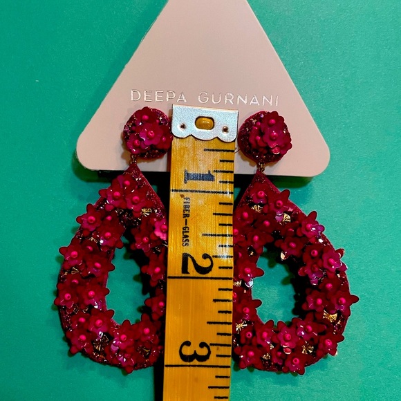 NWT Deepa Gurnani Anthropolgie Beaded Crystal Flower Statement Earrings - Picture 12 of 12